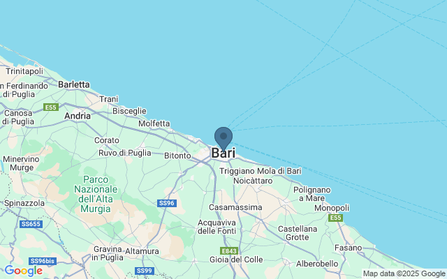 Kaart met locatie Het centrum van Bari